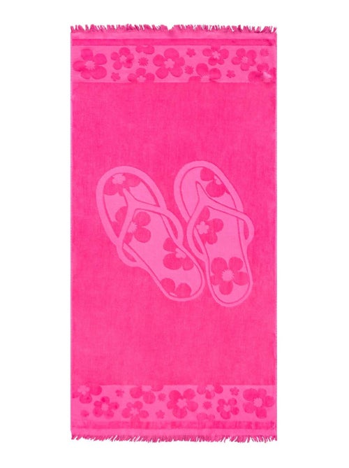Serviette de plage éponge velours Jacquard ciselé Rose 90x170 340g/m² - Kervel - Kiabi