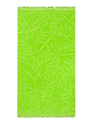 Serviette de plage éponge velours Jacquard ciselé Vert 90x170 340g/m² - Klang