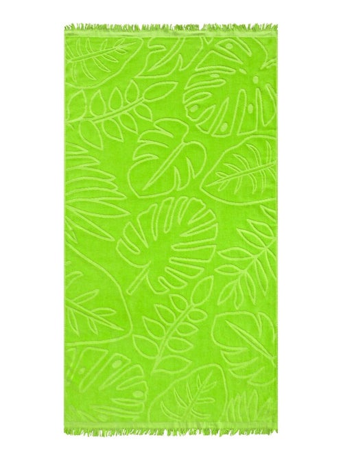 Serviette de plage éponge velours Jacquard ciselé Vert 90x170 340g/m² - Klang - Kiabi