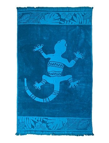 Serviette de plage éponge velours Jacquard ciselée Kariba 90x170 340g/m²