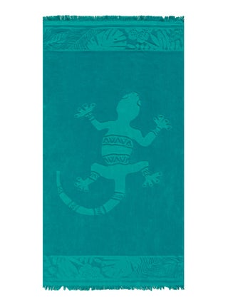 Serviette de plage éponge velours Jacquard ciselée Kariba 90x170 340g/m²