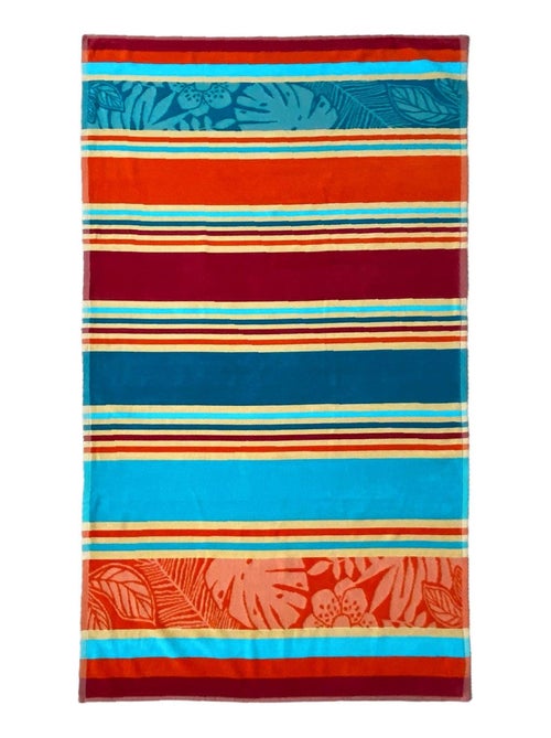Serviette de plage éponge velours Jacquard ciselée Zebrina 90x170 340g/m² - Kiabi