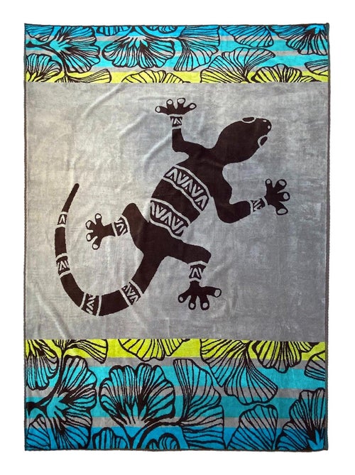 Serviette de plage éponge velours Jacquard Lazare 140x180 400g/m² - Kiabi