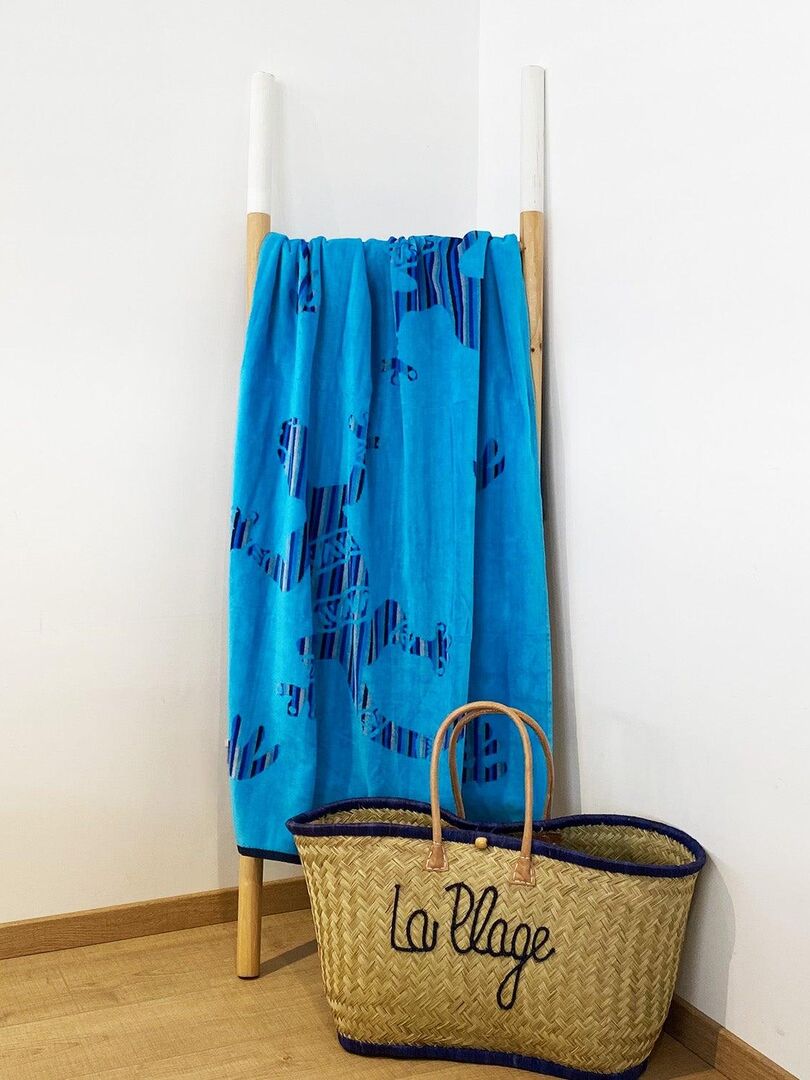 Serviette De Plage Géante Casa Tessile 70x185 Cm - Coton éponge COMODO Avec Poches - NEUVE