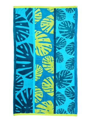 Serviette de plage éponge velours Jacquard Monstera 90x170 400g/m²
