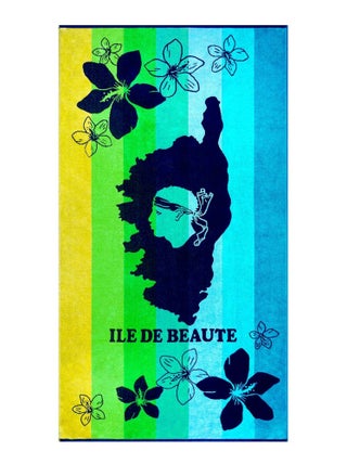 Serviette de plage éponge velours Jacquard Multicolore 90x170 400g/m² - Ibisco