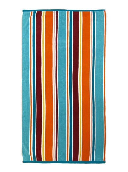 Serviette de plage éponge velours Jacquard Multicolore 90x170 400g/m² - Socoa - Kiabi