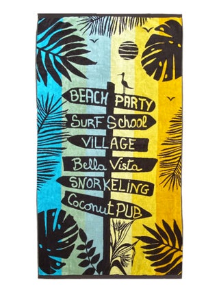 Serviette de plage éponge velours Jacquard Multicolore 90x170 400g/m² - Vacances
