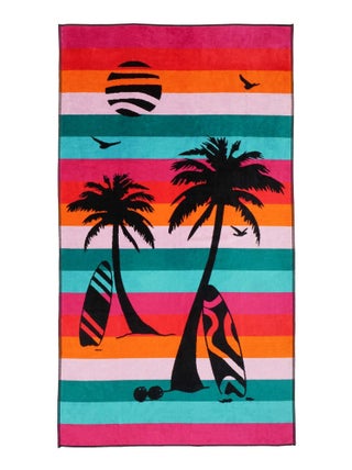Serviette de plage éponge velours Jacquard Multicolore 95x175 470g/m² - Maupiti