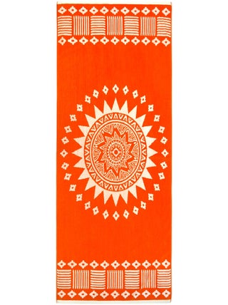 Serviette de plage éponge velours Jacquard Orange 90x170 400g/m² - Oranza