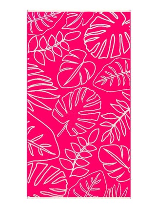 Serviette de plage éponge velours Jacquard Rose 90x170 400g/m² - Colca