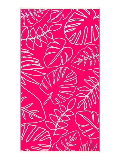 Serviette de plage éponge velours Jacquard Rose 90x170 400g/m² - Colca - Kiabi