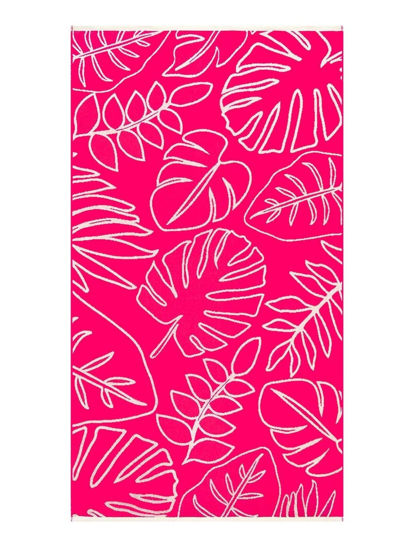 Serviette de plage éponge velours Jacquard Rose 90x170 400g/m² - Colca Rose - Kiabi