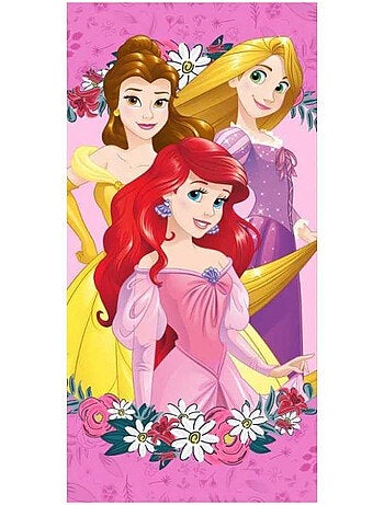 Serviette de plage et de bain coton imprimée Disney Princesses