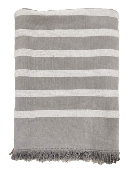 Serviette de plage Fouta doublée éponge Alanya gris 90x160 400g/m² - Kiabi