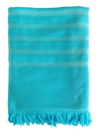 Serviette de plage Fouta doublée éponge Alanya Turquoise 140x180 400g/m²