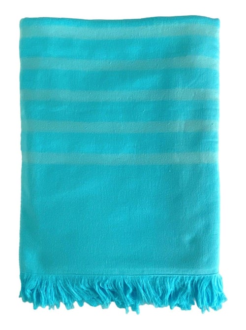 Serviette de plage Fouta doublée éponge Alanya Turquoise 140x180 400g/m² - Kiabi