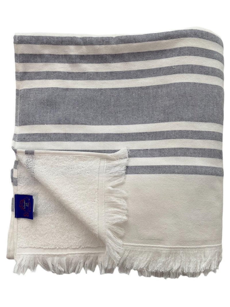 Serviette de plage Fouta doublée éponge Karabuk XL Bleu marine 140x180 380g/m² Bleu marine - Kiabi