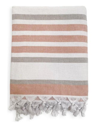 Serviette de plage Fouta doublée éponge Latigo Blush 90x160 400g/m²