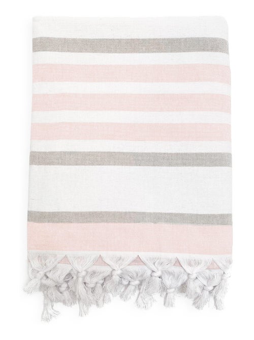 Serviette de plage Fouta doublée éponge Latigo Blush 90x160 400g/m² - Kiabi