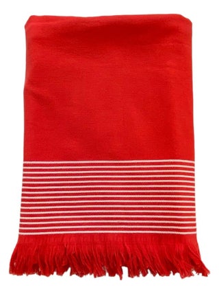 Serviette de plage Fouta doublée éponge Paski Rouge 90x170 300g/m²
