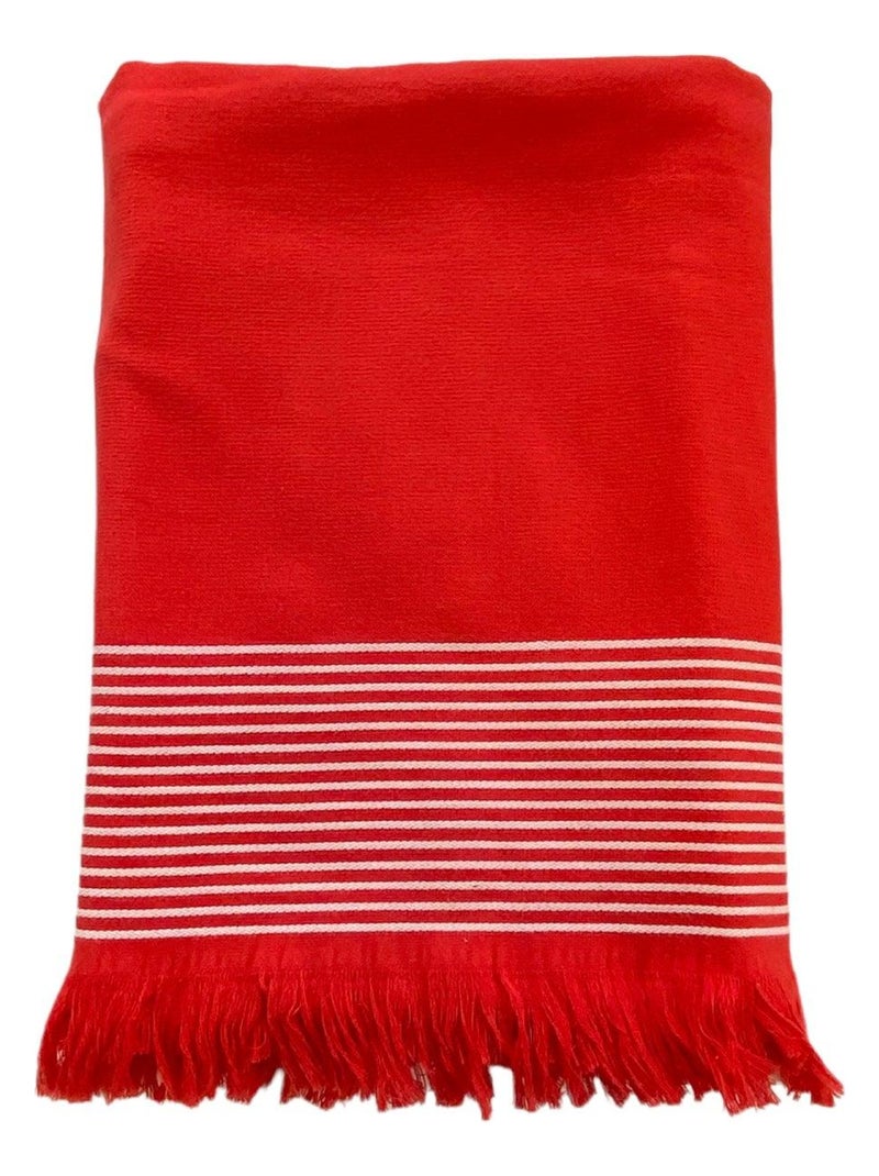 Serviette de plage Fouta doublée éponge Paski Rouge 90x170 300g/m² Rouge - Kiabi