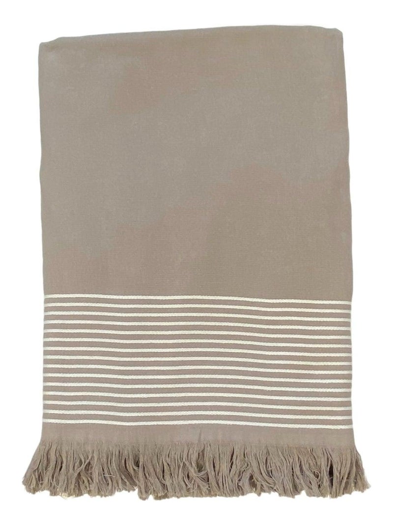 Serviette de plage Fouta doublée éponge Paski Taupe 90x170 300g/m² Taupe - Kiabi