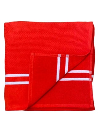 Serviette de plage Fouta doublée éponge Waffle Mandarine 90x170 355g/m²
