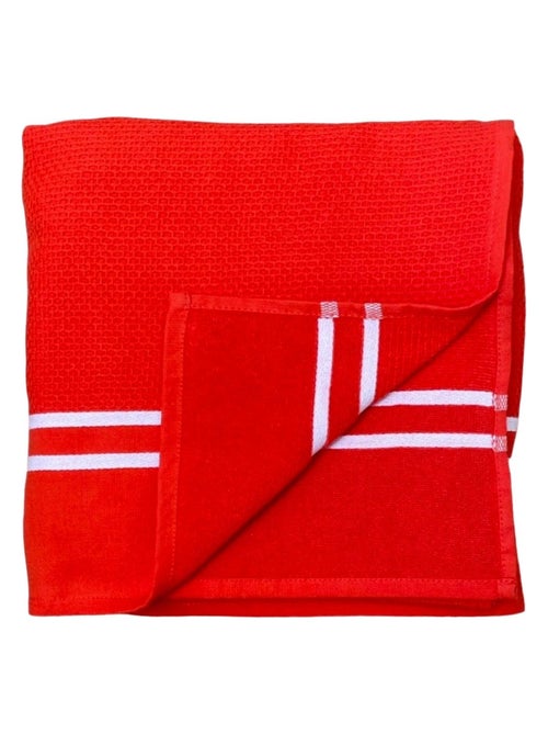 Serviette de plage Fouta doublée éponge Waffle Mandarine 90x170 355g/m² - Kiabi