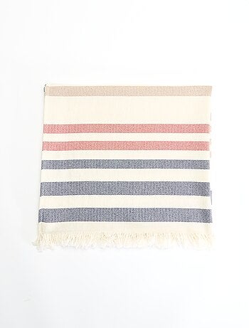 Serviette de plage fouta rayée à franges