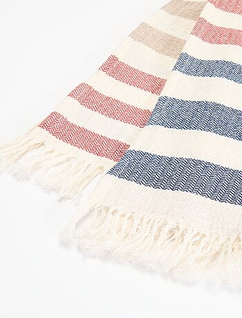 Serviette de plage fouta rayée à franges