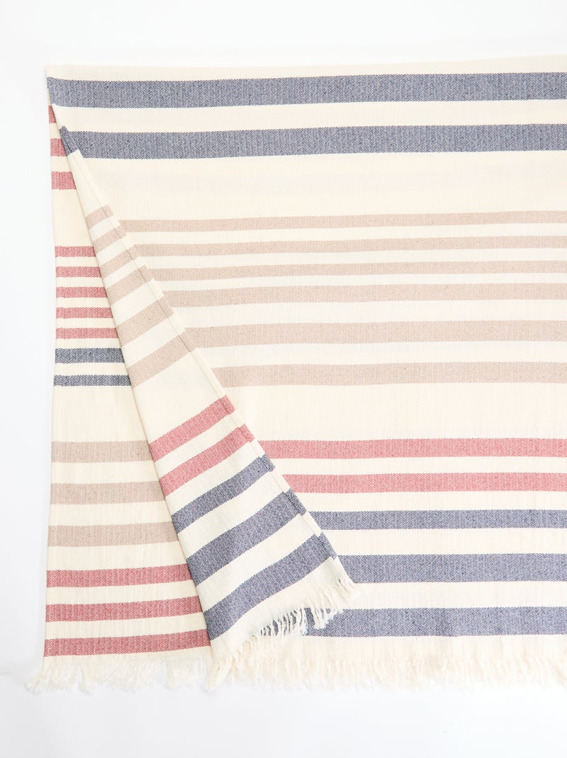 Serviette de plage fouta rayée à franges Bleu - Kiabi