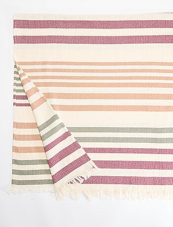 Serviette de plage fouta rayée à franges