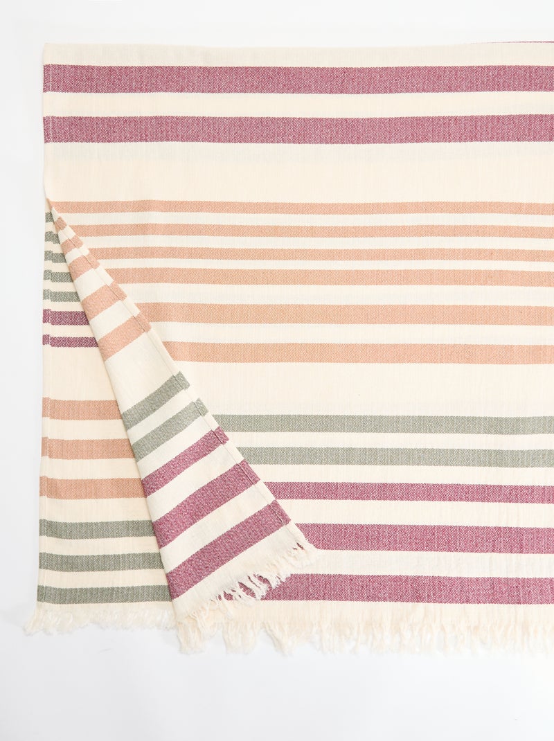 Serviette de plage fouta rayée à franges Vert - Kiabi