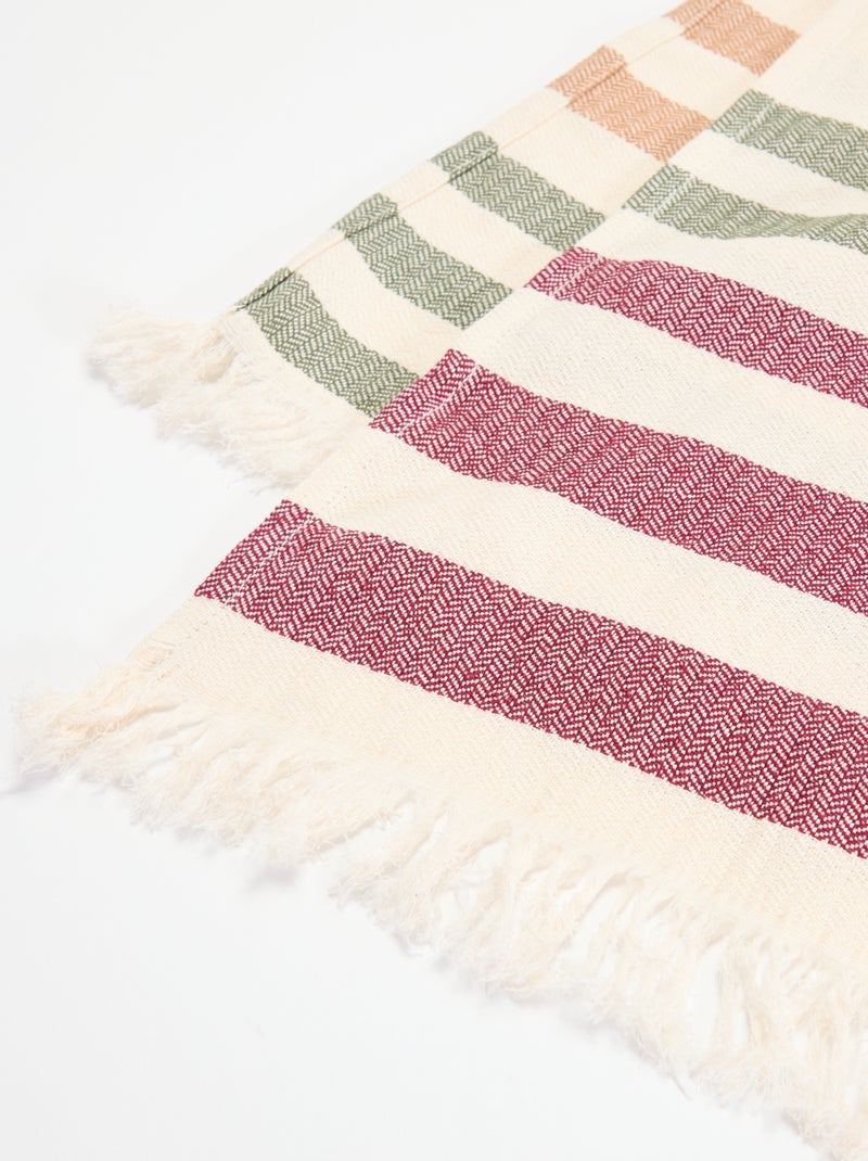 Serviette de plage fouta rayée à franges Vert - Kiabi