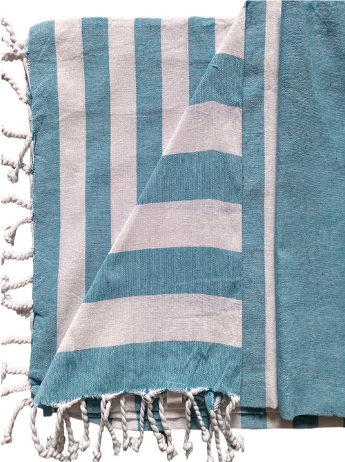 Serviette de plage, fouta, rayée avec frange, Dylrev - Kiabi Serviette de plage, fouta, rayée avec frange, Dylrev - Kiabi