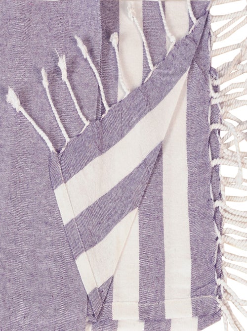 Serviette de plage, fouta, rayée avec frange, Dylrev - Kiabi