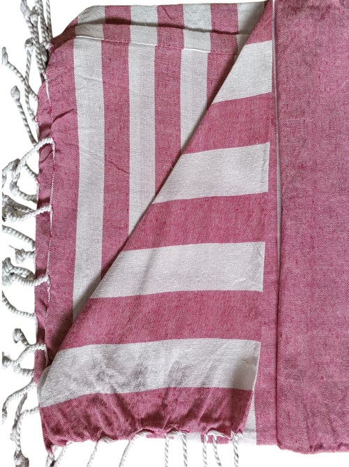 Serviette de plage, fouta, rayée avec frange, Dylrev - Kiabi