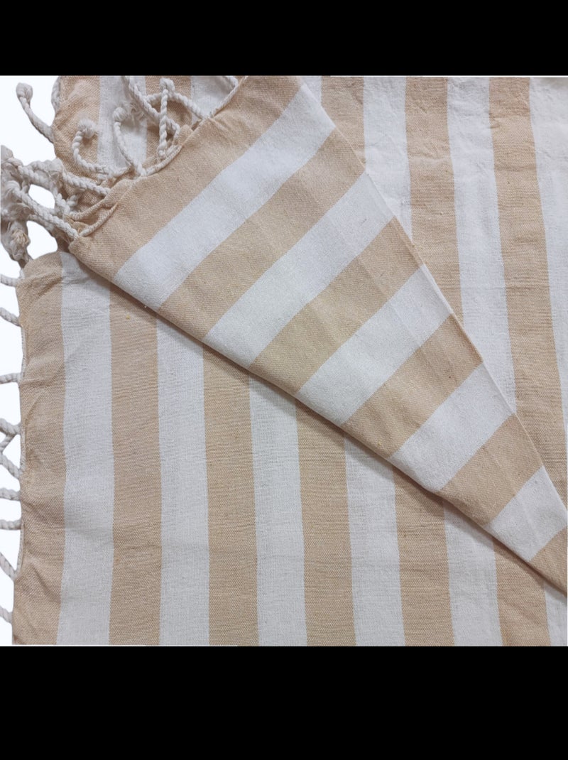 Serviette de plage, fouta, rayée avec frange, en lot de 2, Dylrev Beige - Kiabi
