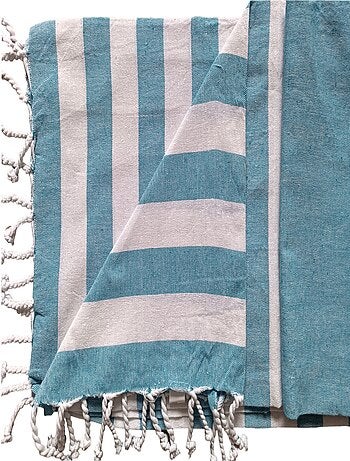 Serviette de plage, fouta, rayée avec frange, en lot de 2, Dylrev