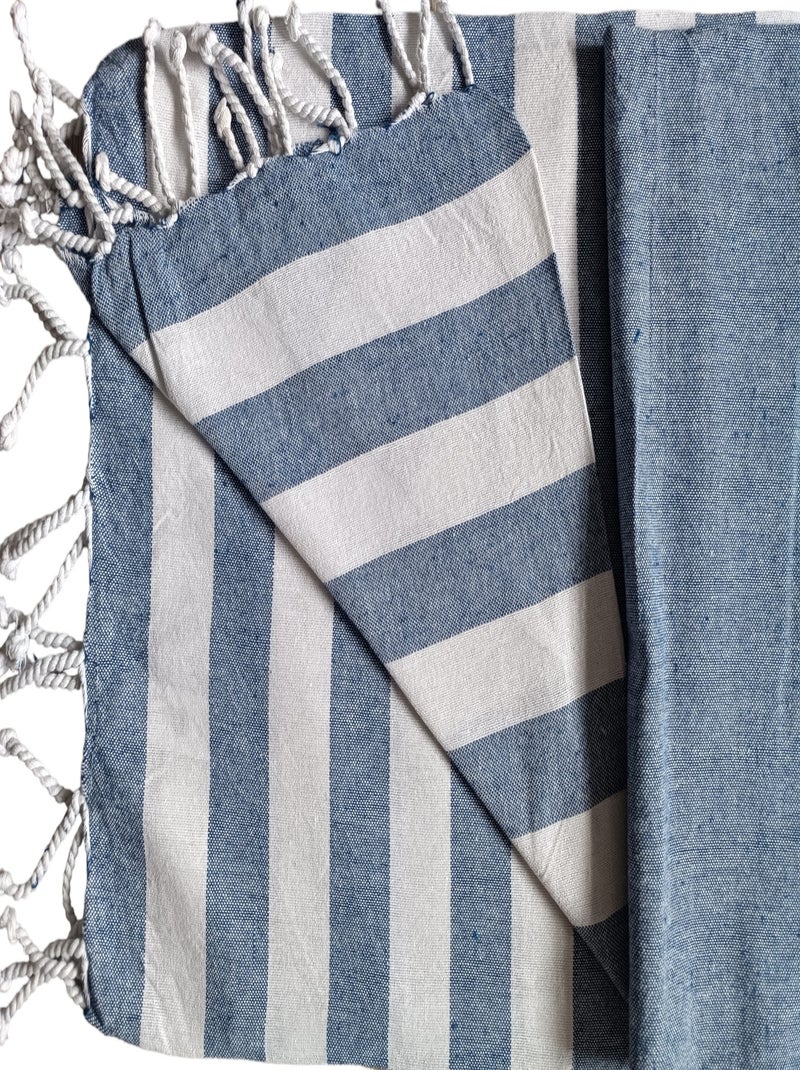 Serviette de plage, fouta, rayée avec frange, en lot de 2, Dylrev Bleu marine - Kiabi