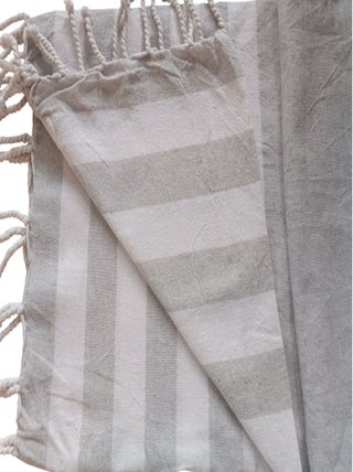 Serviette de plage, fouta, rayée avec frange, en lot de 2, Dylrev