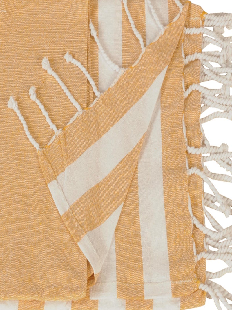 Serviette de plage, fouta, rayée avec frange, en lot de 4, Dylrev Jaune moutarde - Kiabi
