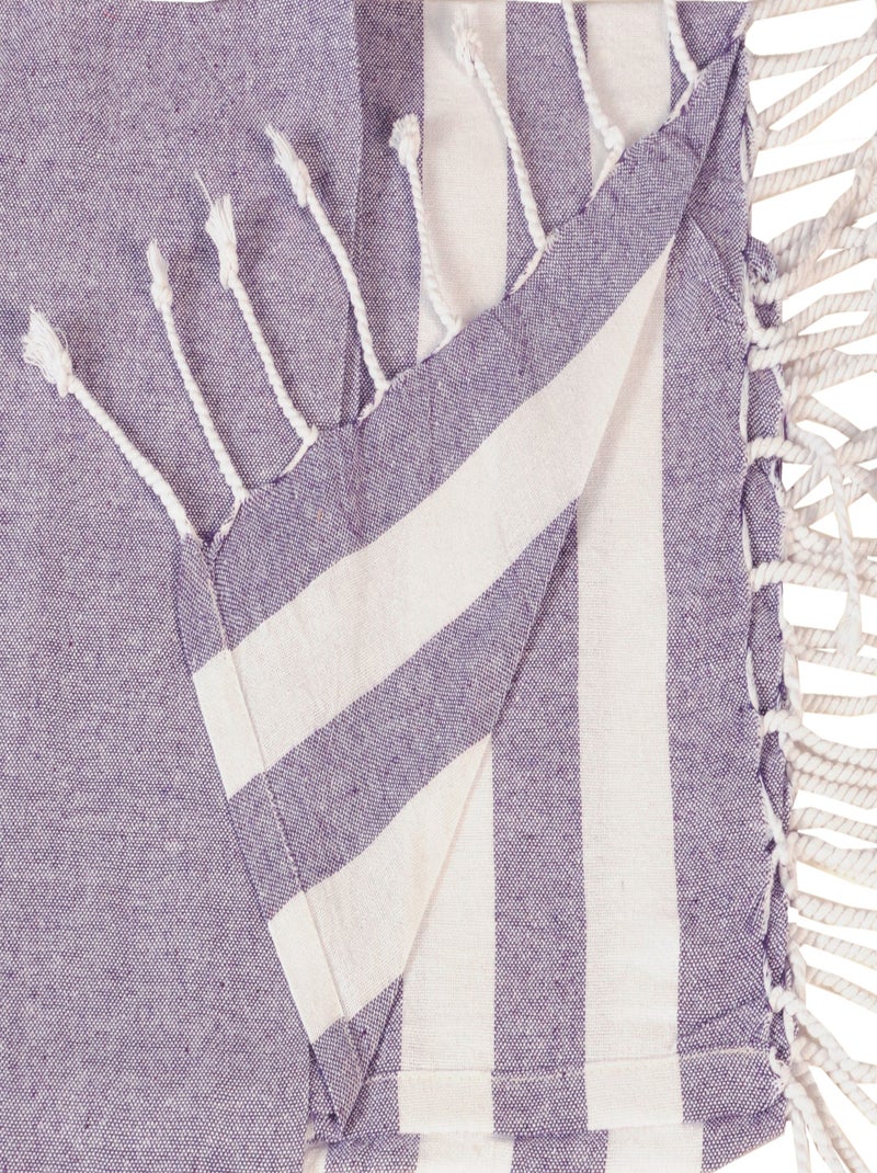 Serviette de plage, fouta, rayée avec frange, en lot de 4, Dylrev Parme - Kiabi