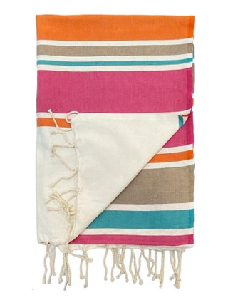 Serviette de plage Fouta traditionnelle Helios Rose 100x200 190g/m²
