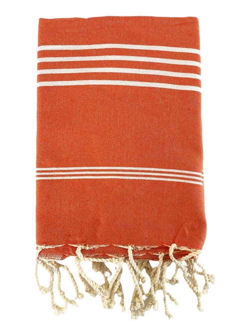Serviette de plage Fouta traditionnelle Kolora Orange 100x200 190g/m² - Kiabi
