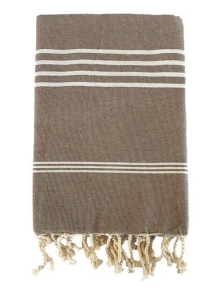 Serviette de plage Fouta traditionnelle Kolora Taupe 100x200 190g/m²