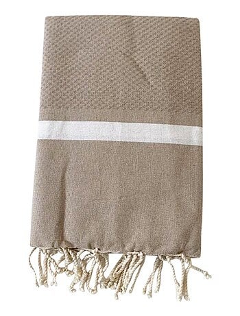 Serviette de plage Fouta traditionnelle Melissa Poussin 200x200 190g/m²