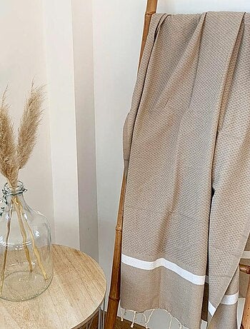 Serviette de plage Fouta traditionnelle Melissa Poussin 200x200 190g/m²