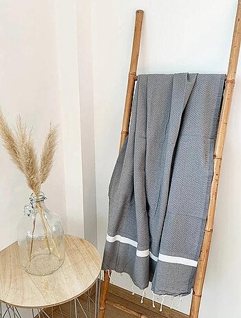 Serviette de plage Fouta traditionnelle Melissa Poussin 200x200 190g/m²